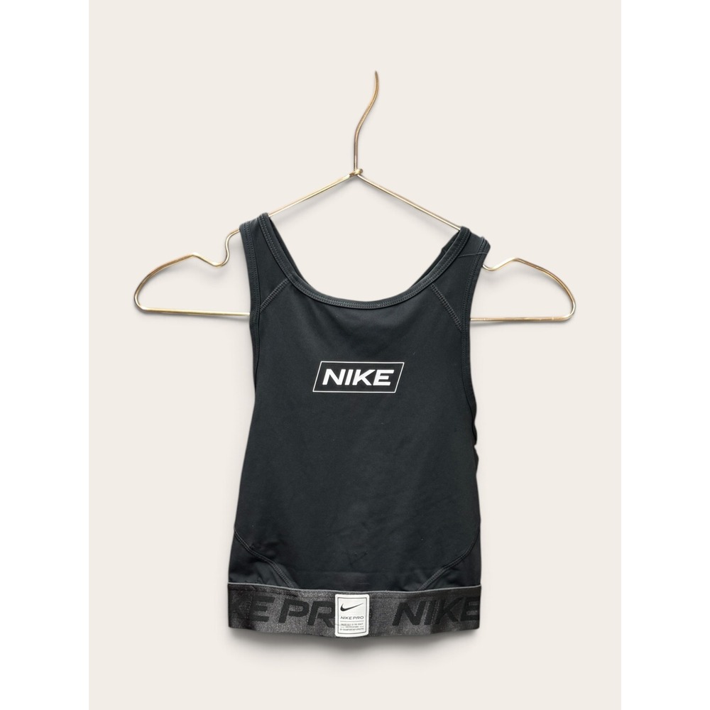 Nike Pro Dri-FIT Women Black Racerback Crop Top Training Tank XS